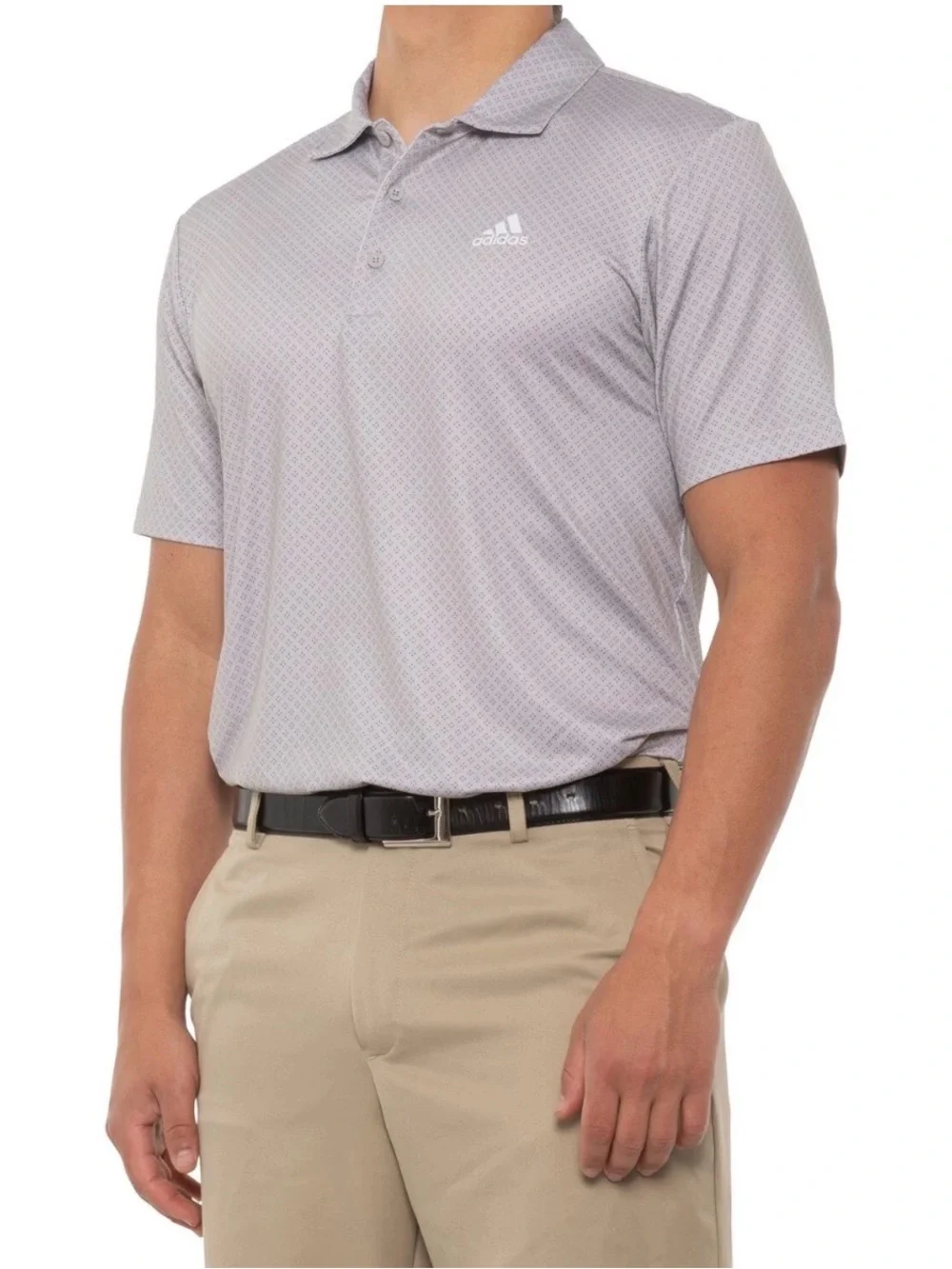 Adidas Golf Men's Ultimate Polo Shirt NWT Gray Micro Diamond Dot Size Large